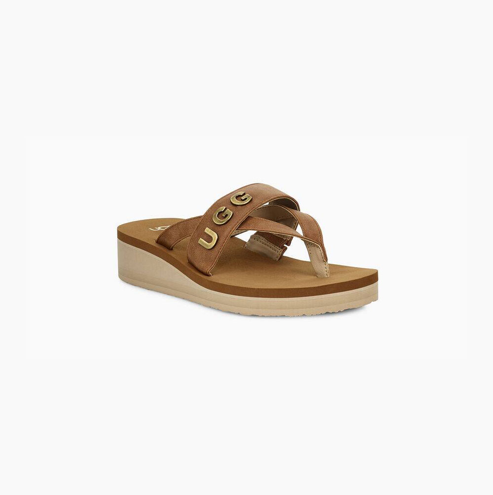 UGG Luna Logo Charm - Sandaler Dame - Brune (NO-Z256)